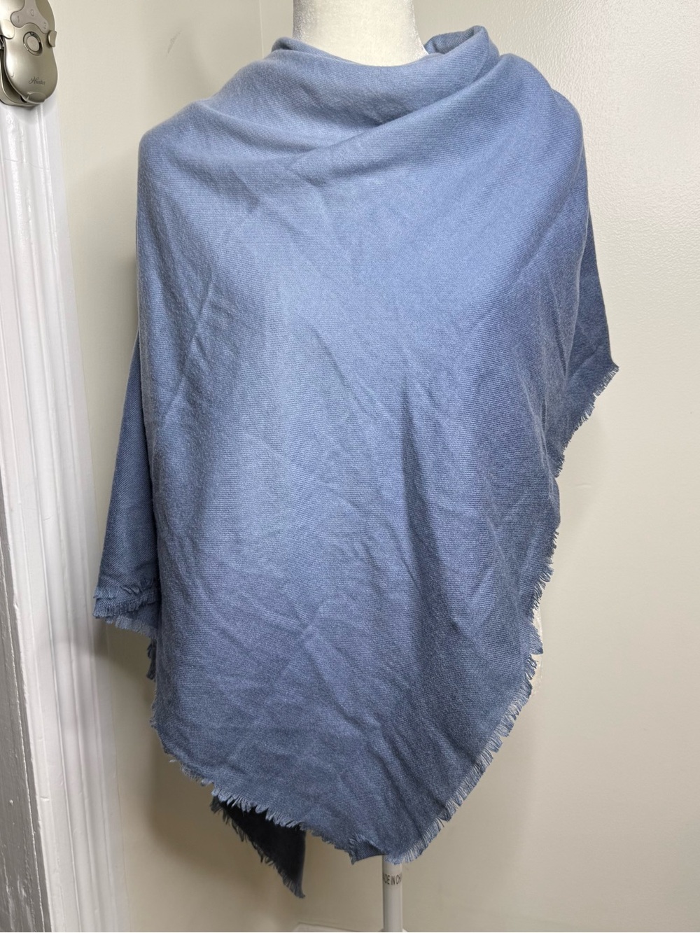 Blue Ombré 50” Square Wrap Shawl Rough Edge